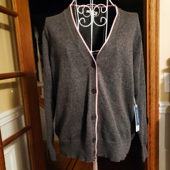 NWT Court & Rowe wool blend button up gray cardigan sz medium - Picture 2 of 4